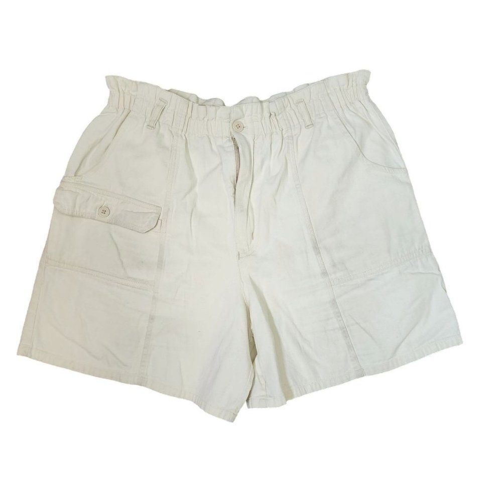 Vintage 90s Elastic Waist Cargo Shorts Womens Size 7 White